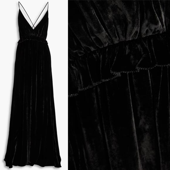 Ulla Johnson Lavinia Gown Black Velvet Open Back Black Tie Formal Party Size 00 - Picture 16 of 16